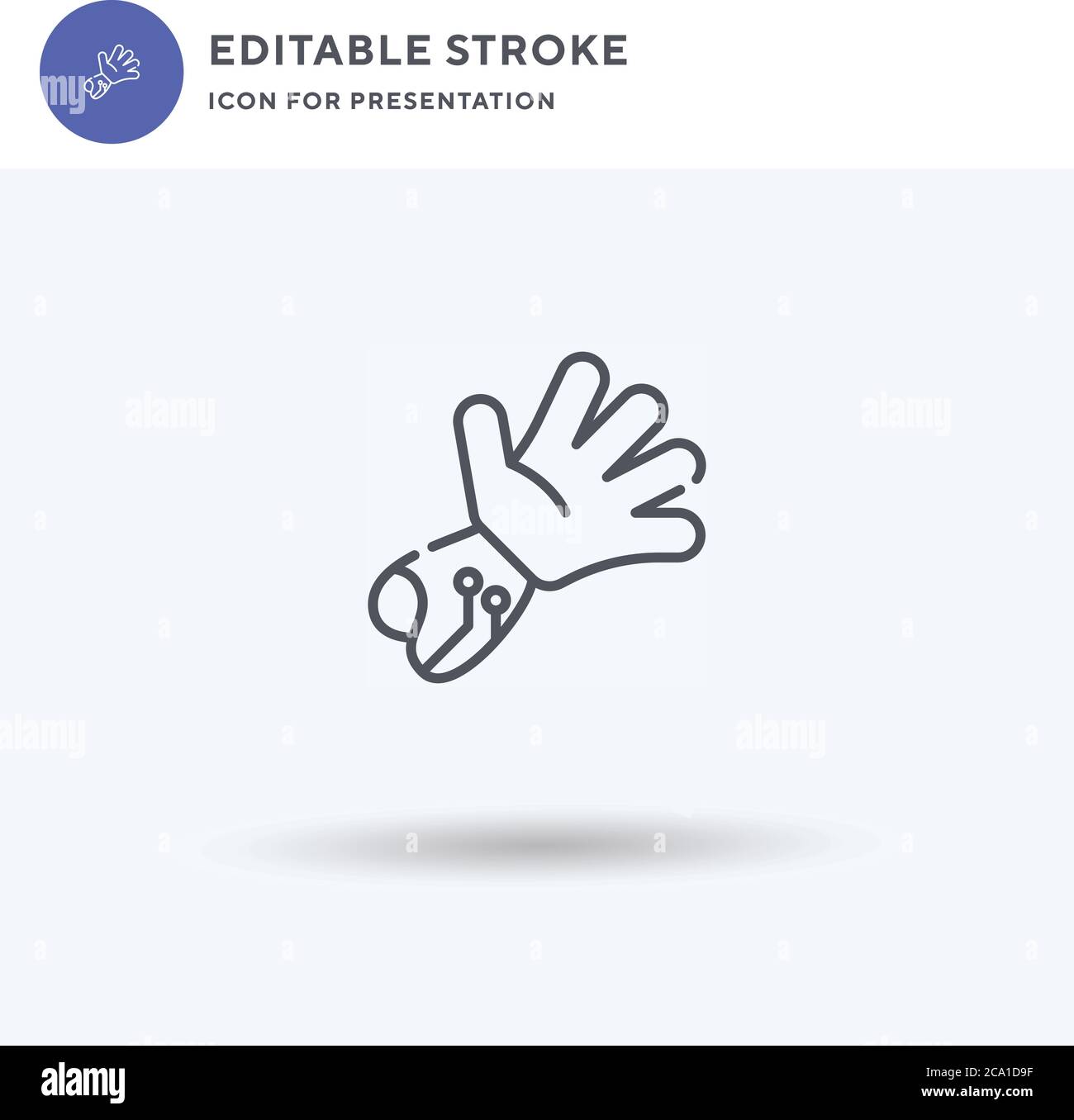 Bionic Arm icon vector, filled flat sign, solid pictogram isolated on white, logo illustration. Bionic Arm icon for presentation. Stock Vector