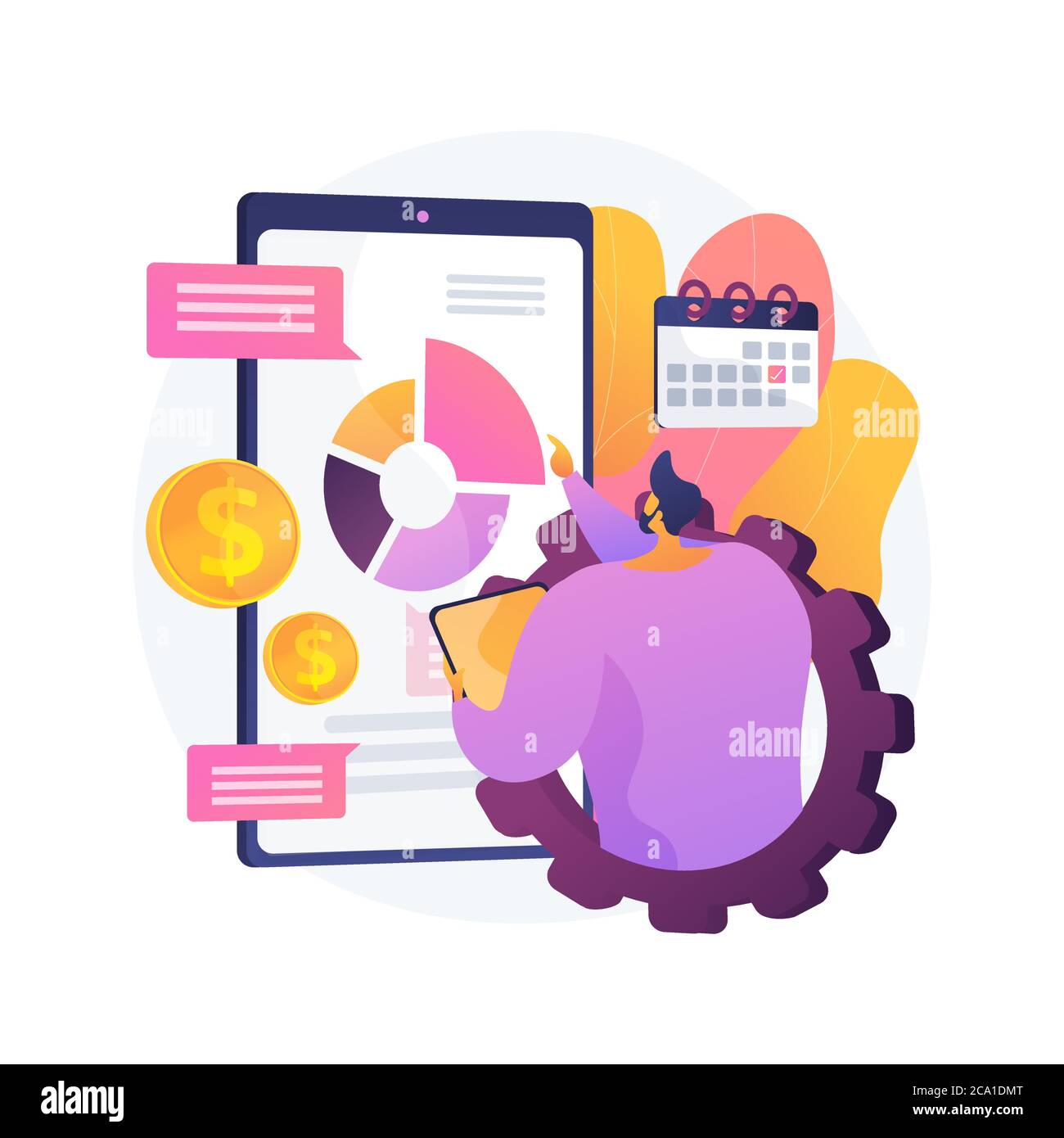 Mobile expense management abstract concept vector illustration. Stock Vector