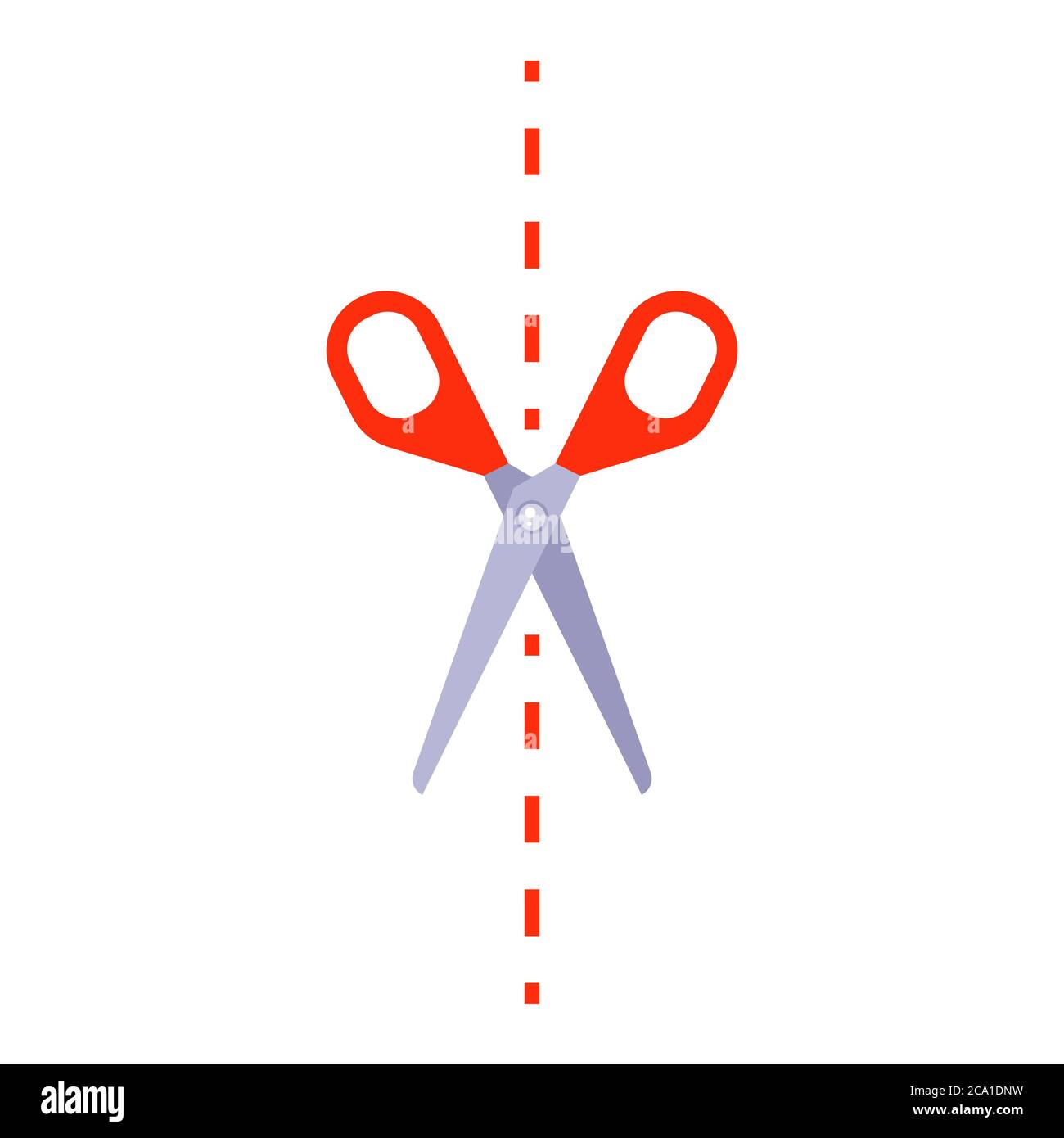 cut mark for scissors on a white background. dotted red line. flat