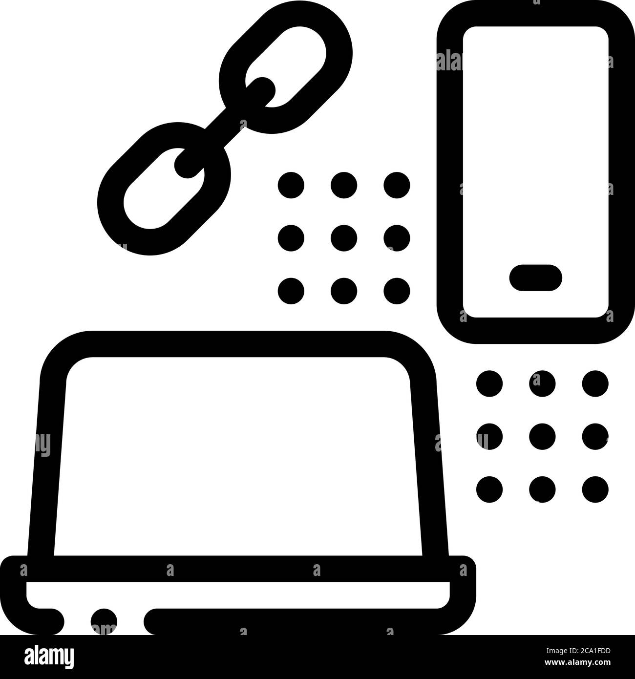 computer and phone connection icon vector outline illustration Stock ...