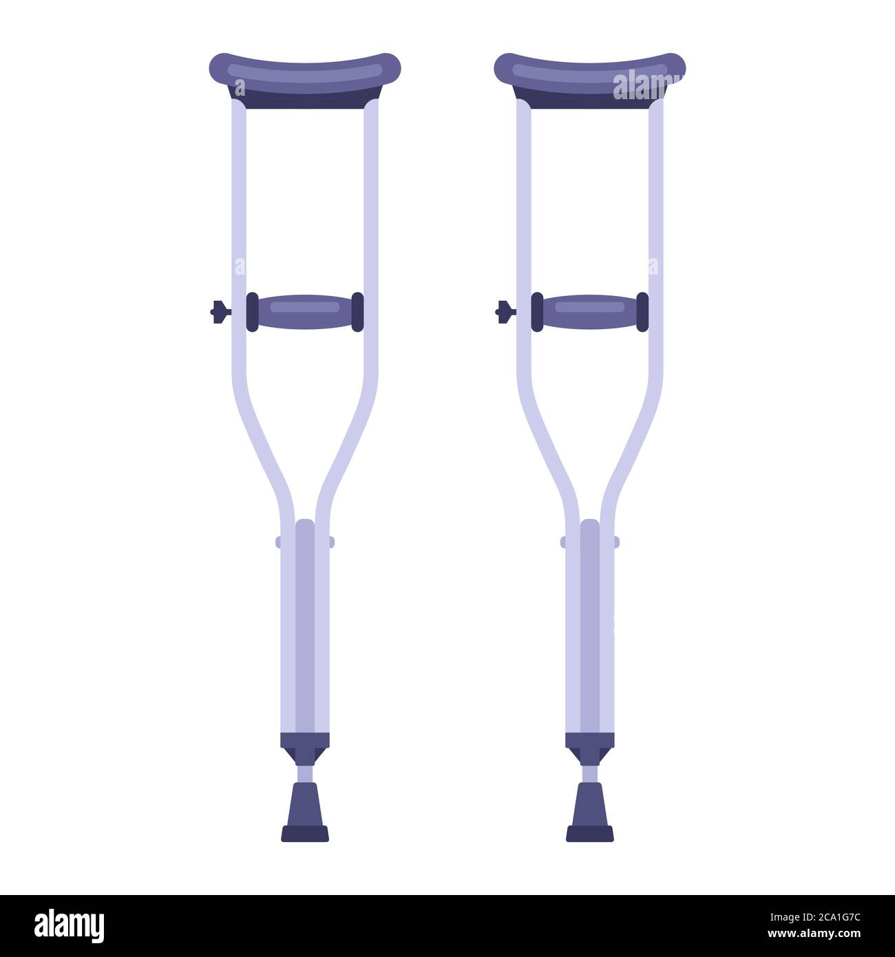 a pair of iron crutches to move a person. Flat vector illustration ...