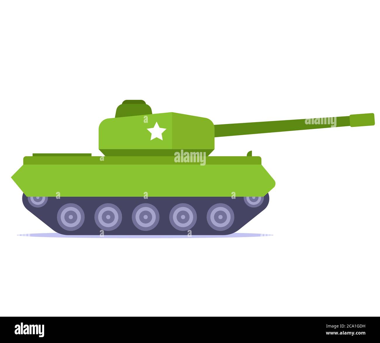 green battle tank on a white background. flat vector illustration. Stock Vector