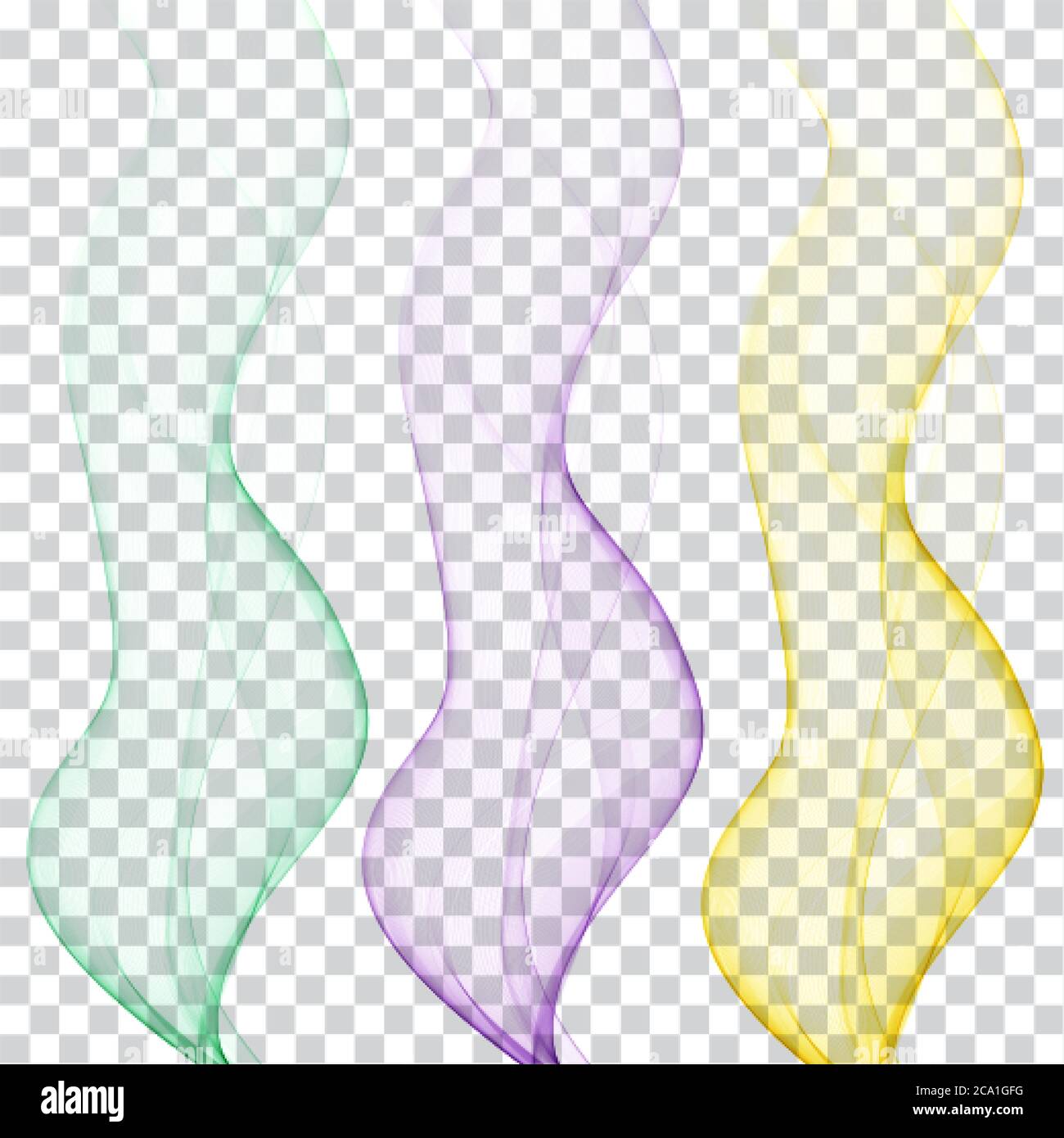 Set of colored smoky waves. Abstract vector graphics Stock Vector