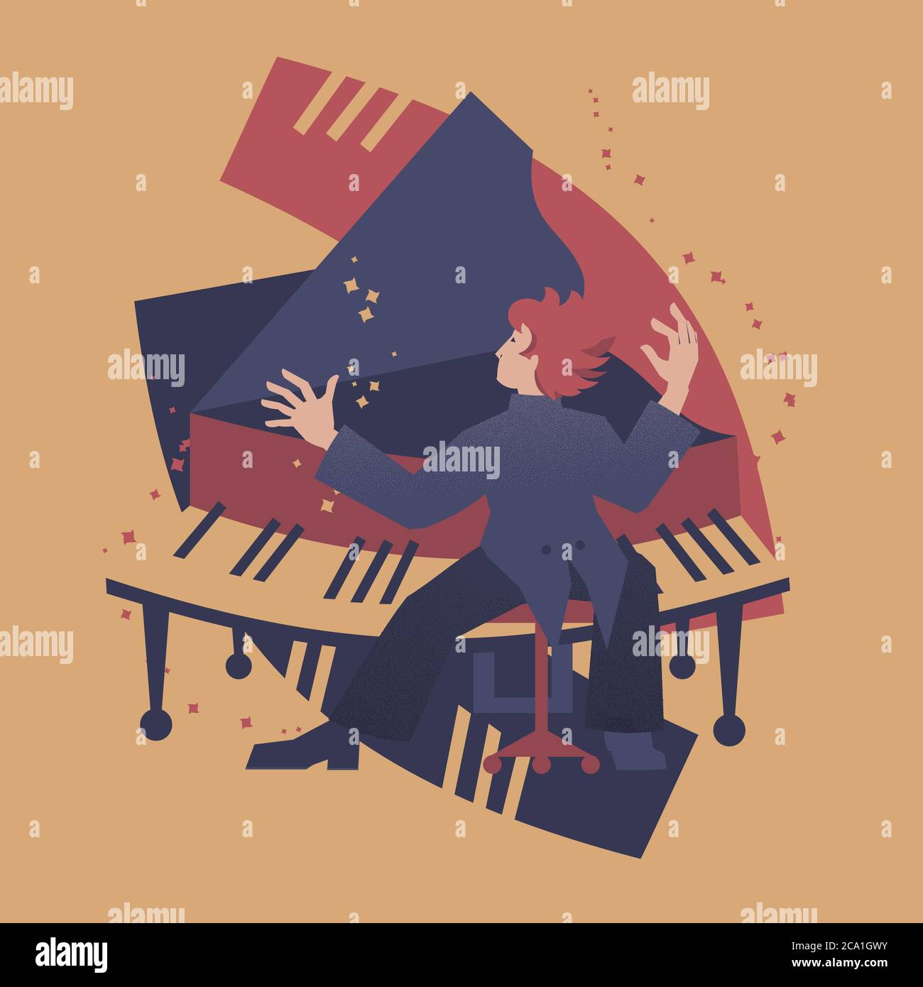 Piano player abstract vector illustration. Musicians series. Stock Vector