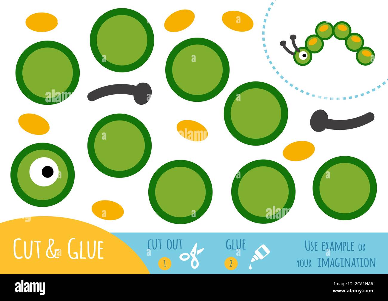 Education paper game for children, Caterpillar. Use scissors and glue ...