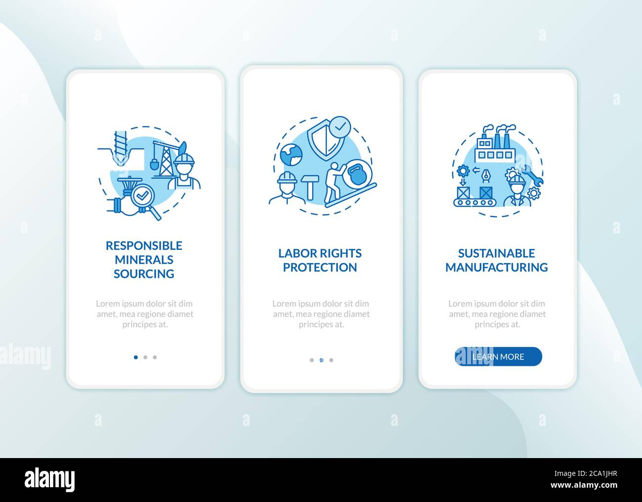 Sustainable industrial development onboarding mobile app page screen ...