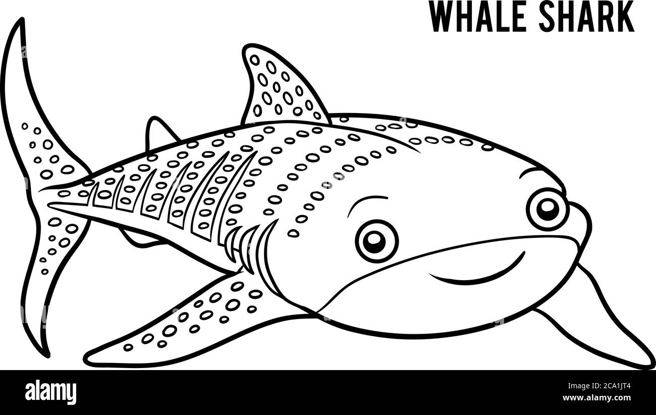 Coloring book for children, Whale shark Stock Vector