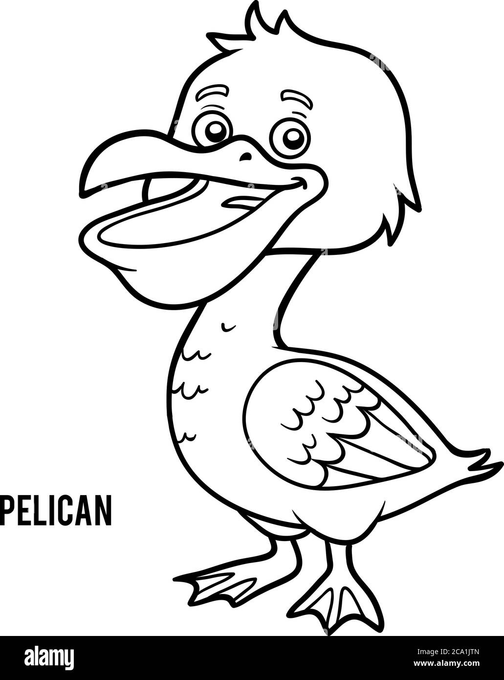 Coloring book for children, Pelican Stock Vector