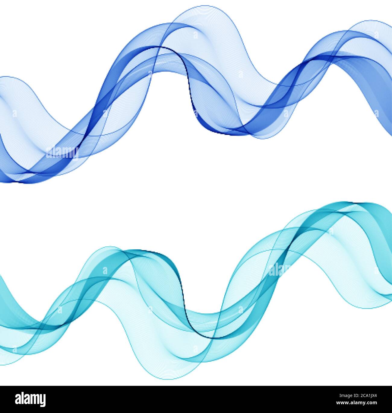 set abstract color wave smoke transparent smooth vector blue lines Stock Vector