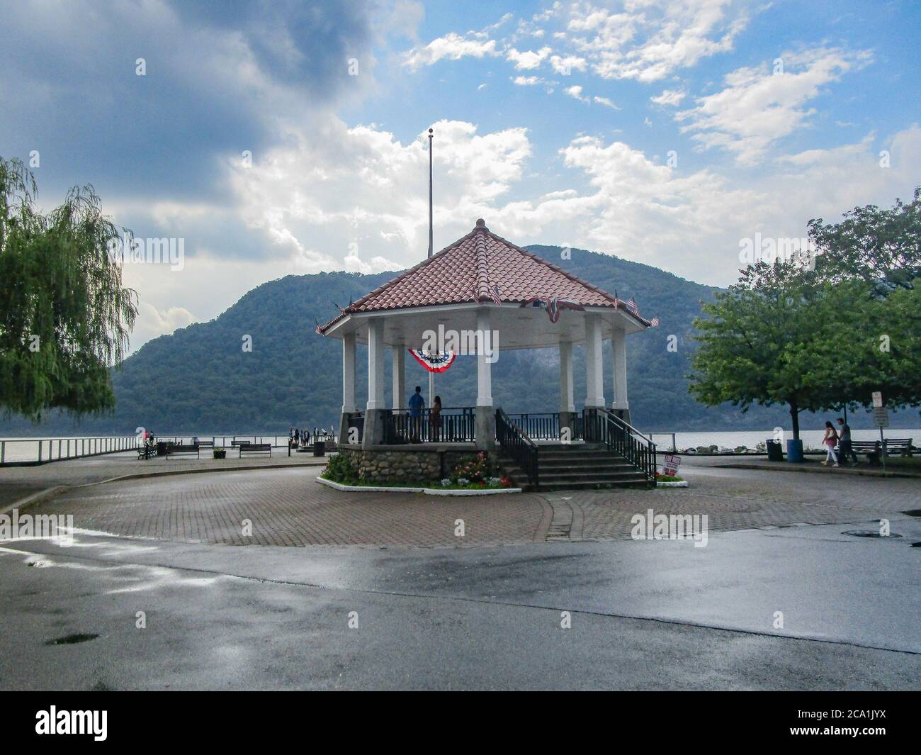 Cold Spring, New York Park on the Hudson River with a bandstand or
