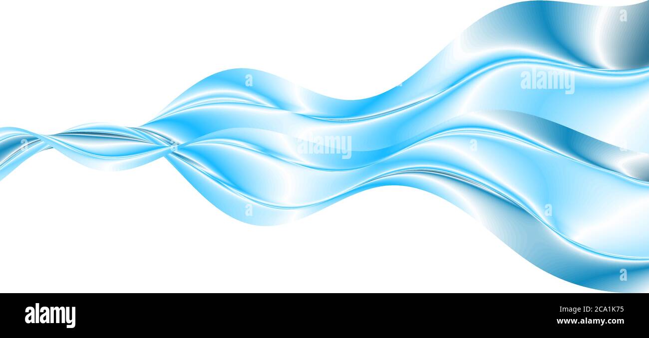 Smooth liquid blue 3d wave. Trendy Illustration EPS10 Vector. Web design Stock Vector