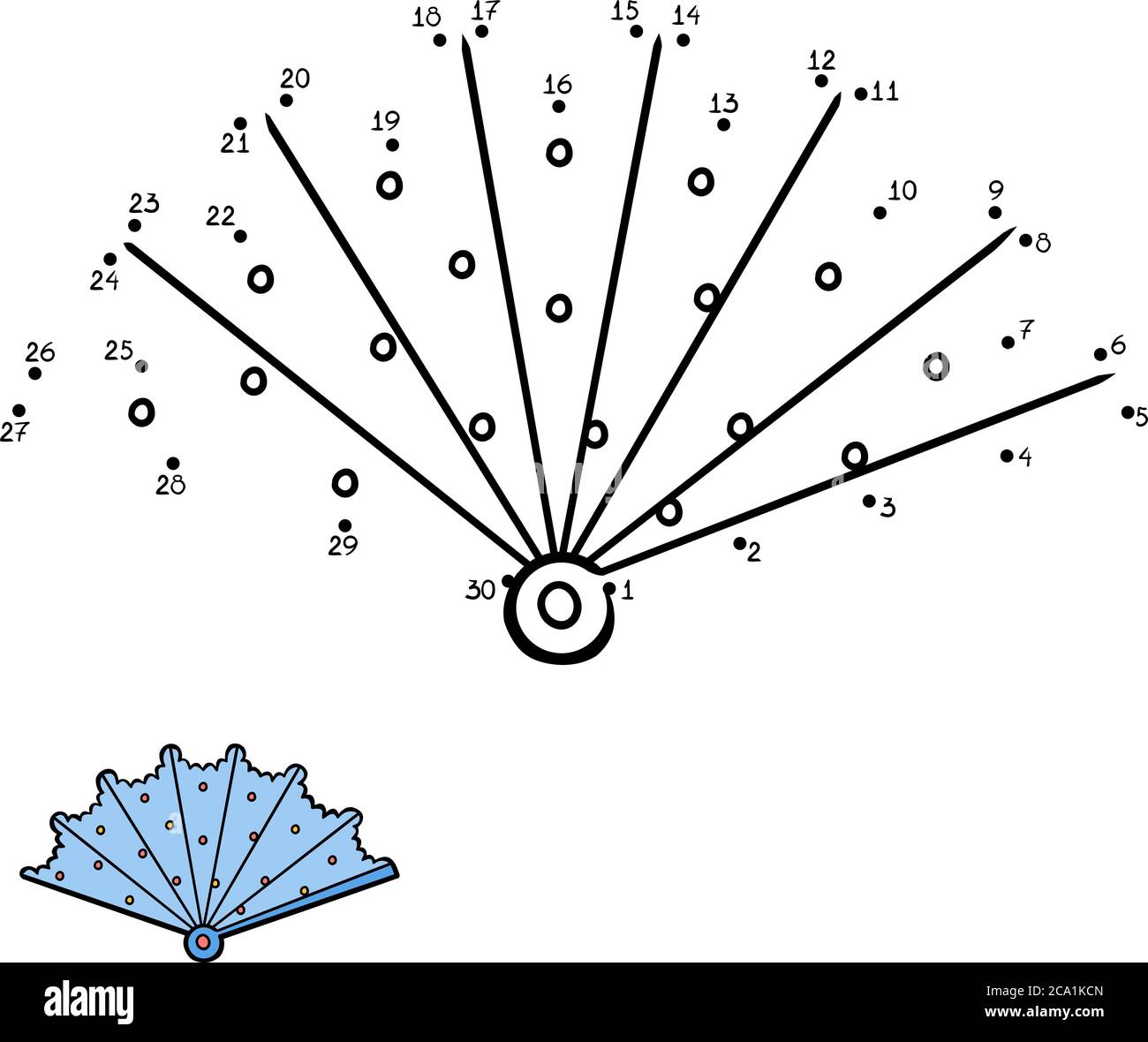 Numbers game, education dot to dot game for children, Fan Stock Vector