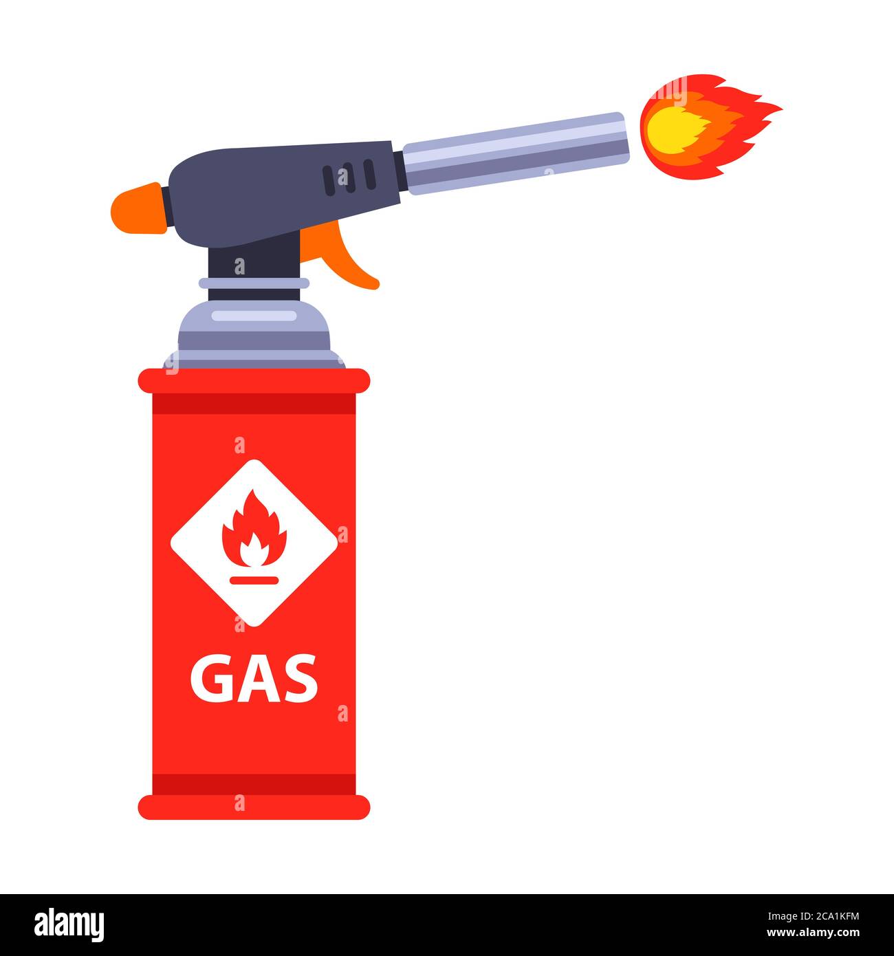 red gas spray emits a flame. Flat vector illustration isolated on white background Stock Vector
