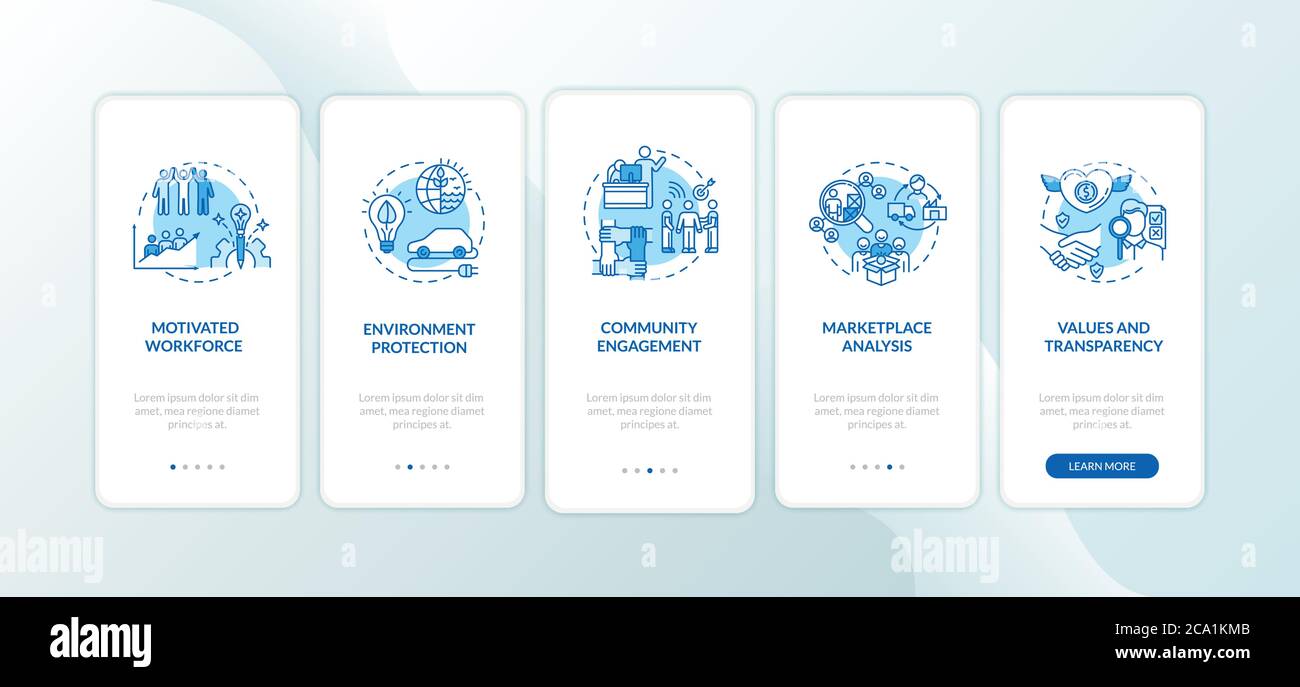 Eco friendly business onboarding mobile app page screen with concepts ...