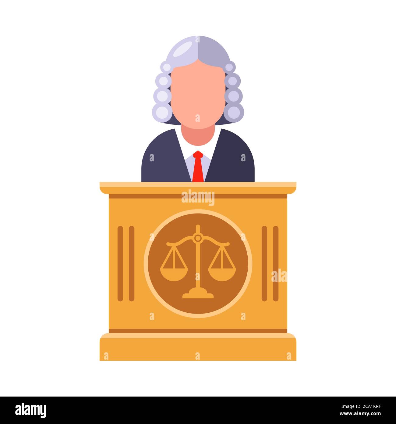 the chief judge of the tribunal pronounces the sentence. Flat character vector illustration. Stock Vector