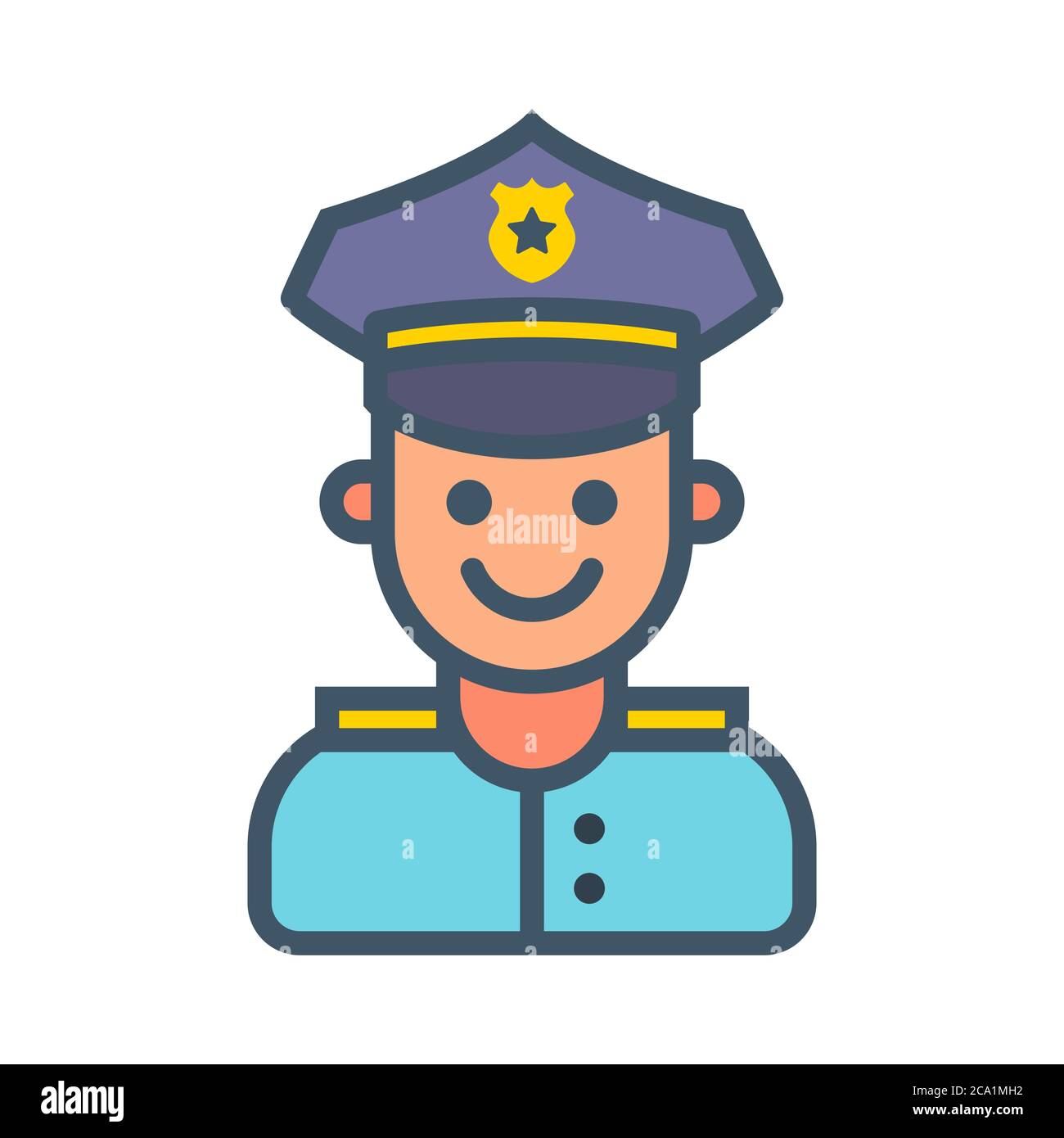 colored policeman icon on a white background. flat character vector illustration Stock Vector