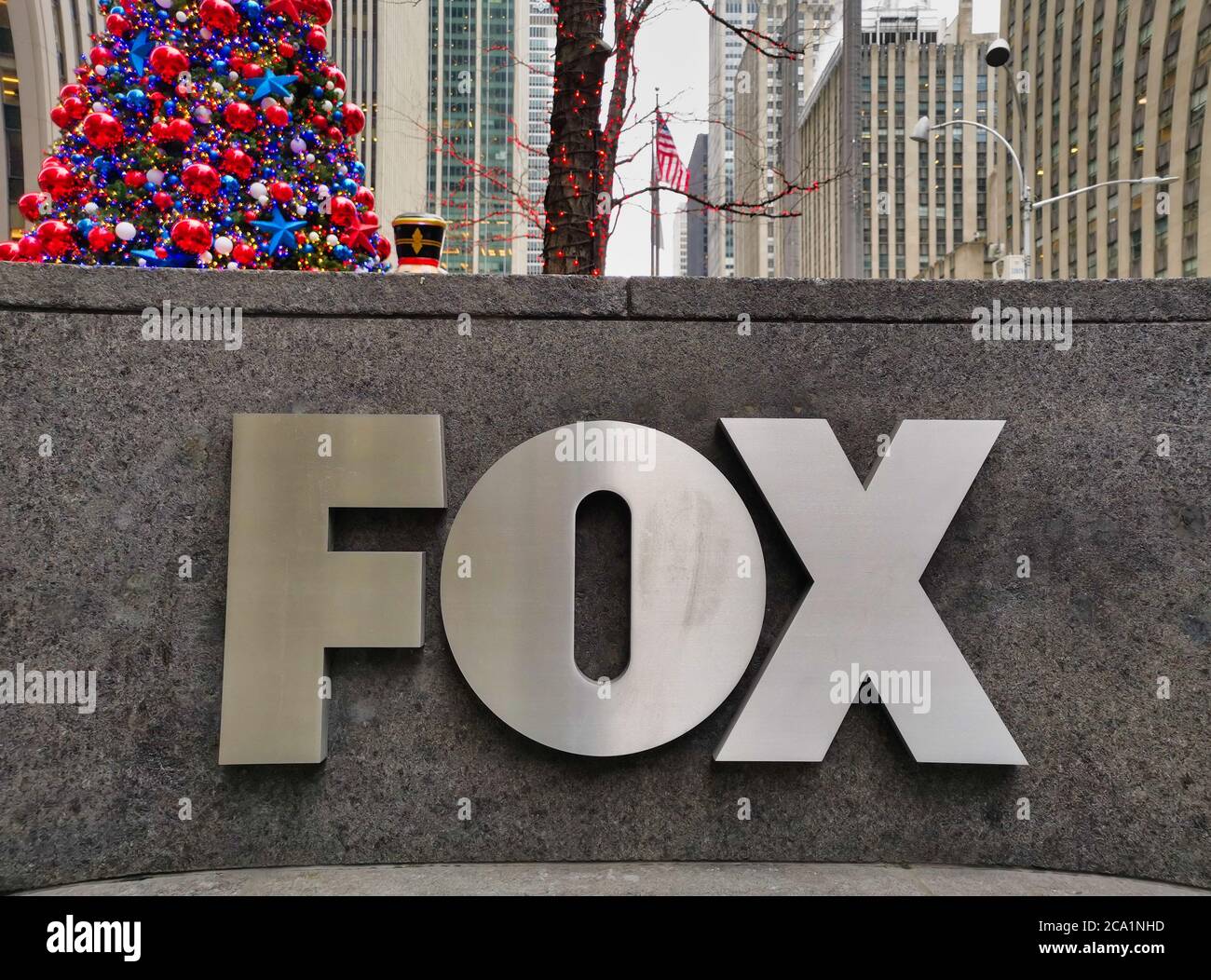 Fox News Sixth Avenue headquarters in Midtown Manhattan Fox News channel broadcasts primarily from studios at Rockefeller Center Stock Photo