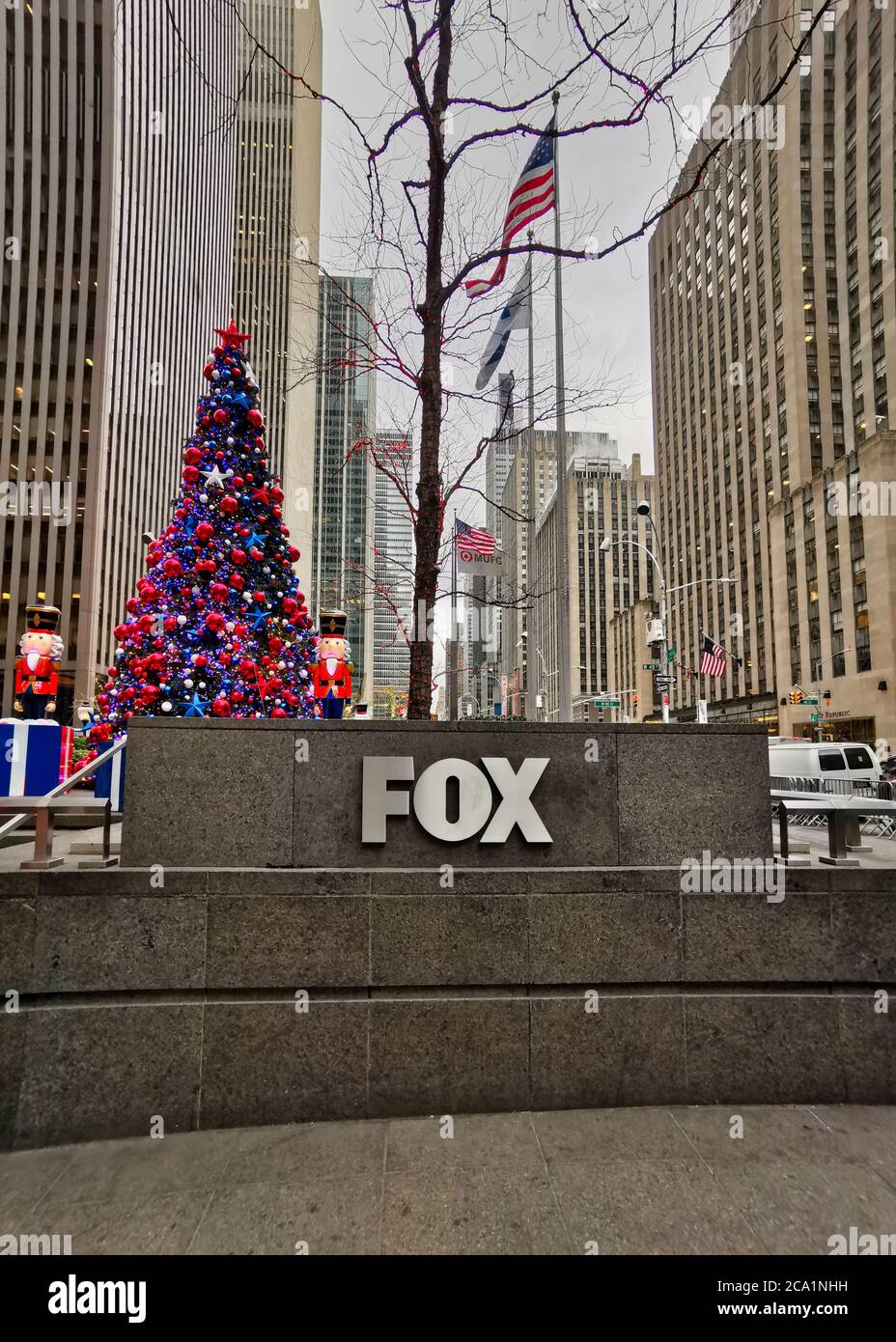 Fox News Sixth Avenue headquarters in Midtown Manhattan Fox News channel broadcasts primarily from studios at Rockefeller Center Stock Photo