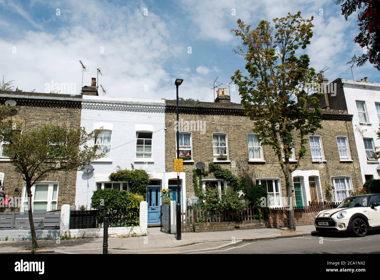 Two story Victorian terraced houses in Gillespie Road, Highbury, London