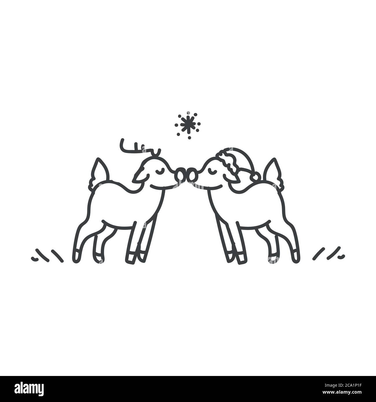 Seamless reindeer couple illustration clipart. Simple gender neutral  nursery festive scrapbook sticker. Kids whimsical cute hand drawn cartoon  Stock Vector Image & Art - Alamy
