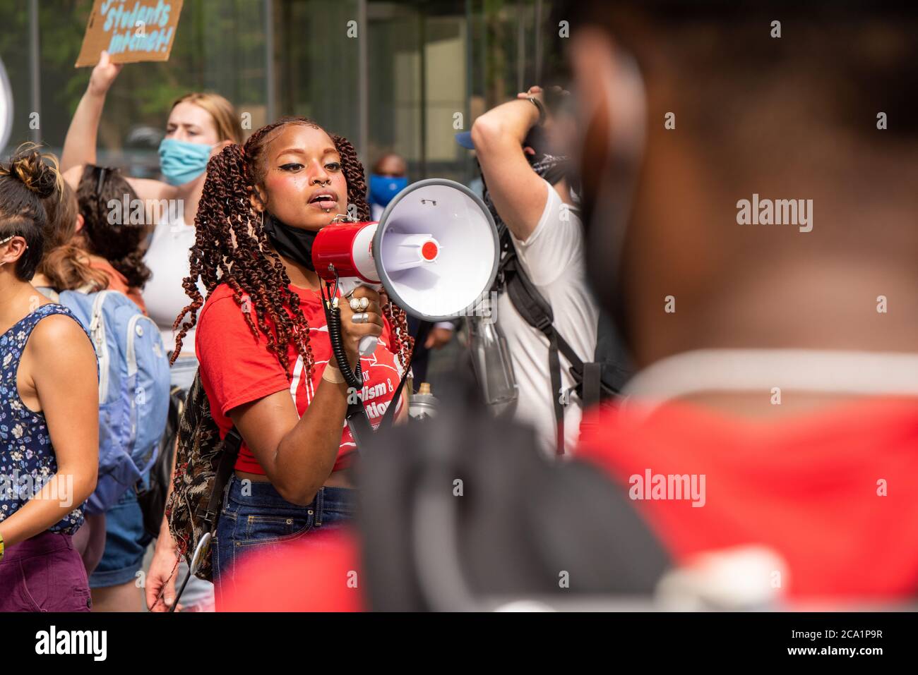 Philadelphia / USA. About one hundred people gathered at Comcast's national headquarters as part of a day of action across the country calling for equitable access to internet for all students in Philadelphia August 03, 2020. Credit: Chris Baker Evens / Alamy Lives News. Stock Photo