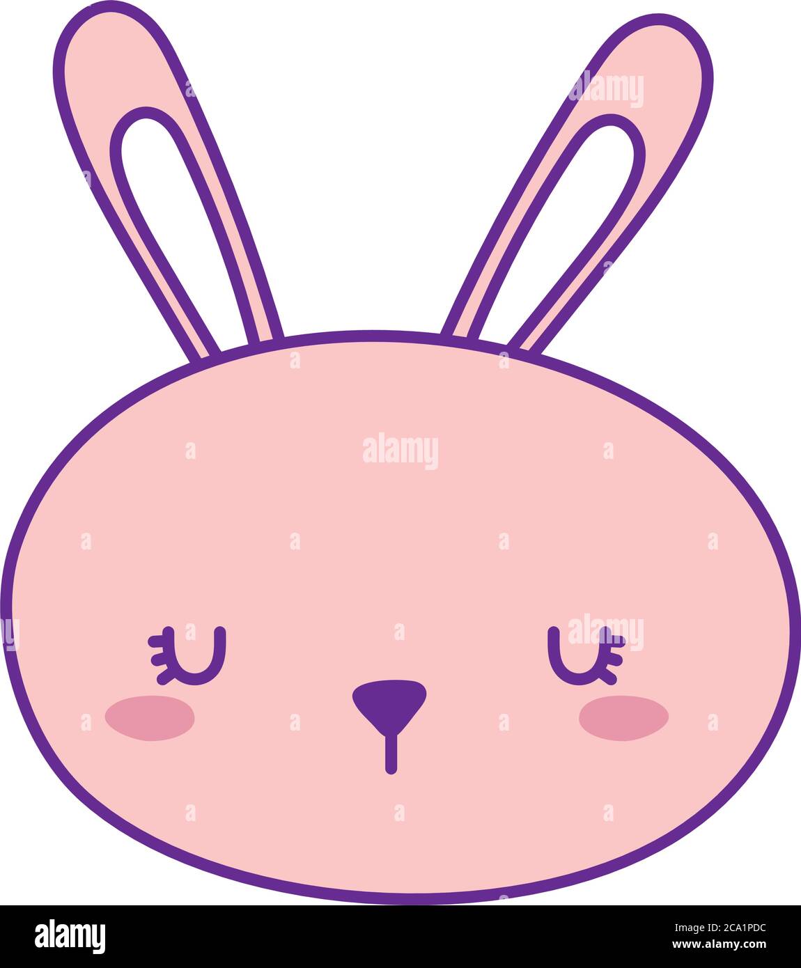Cute rabbit face cartoon line and fill style icon design, Animal zoo ...