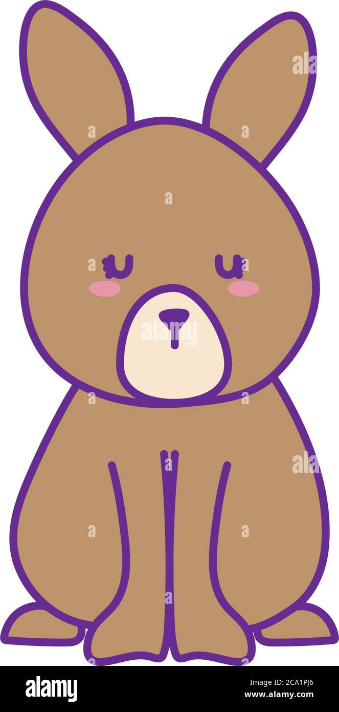 Cute rabbit cartoon line and fill style icon design, Animal zoo life ...
