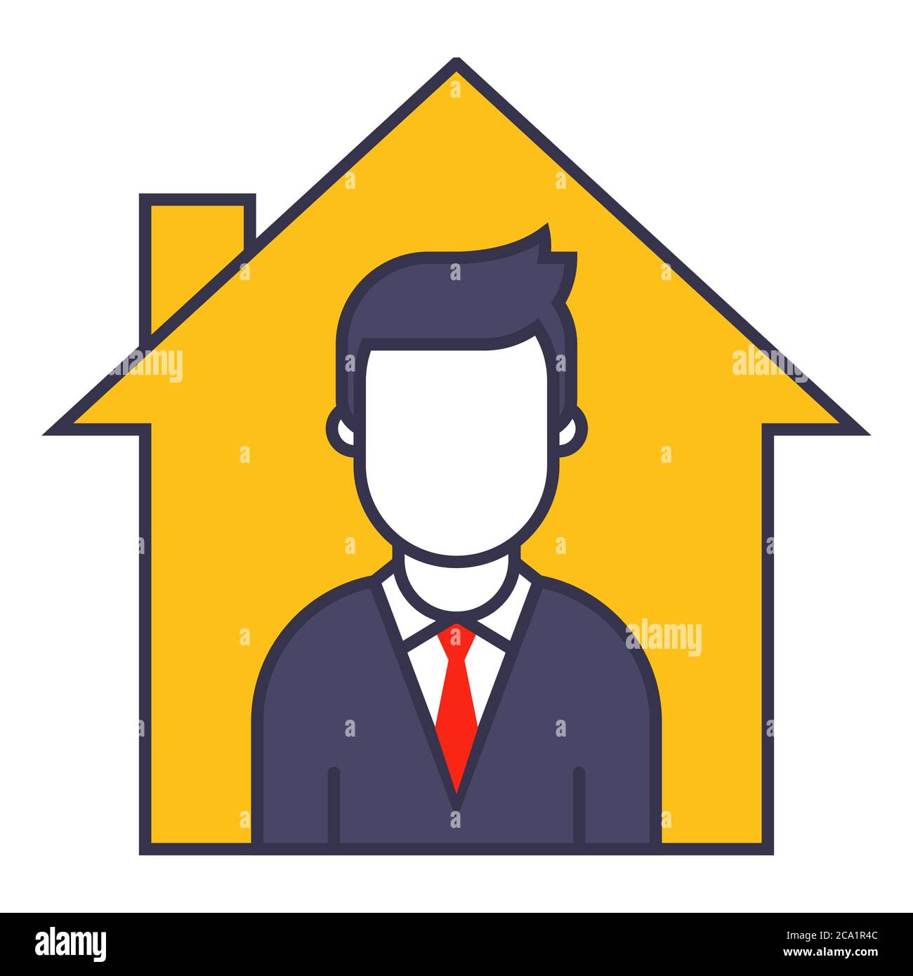 icon man working from home to remove from work. Flat character vector illustration. Stock Vector