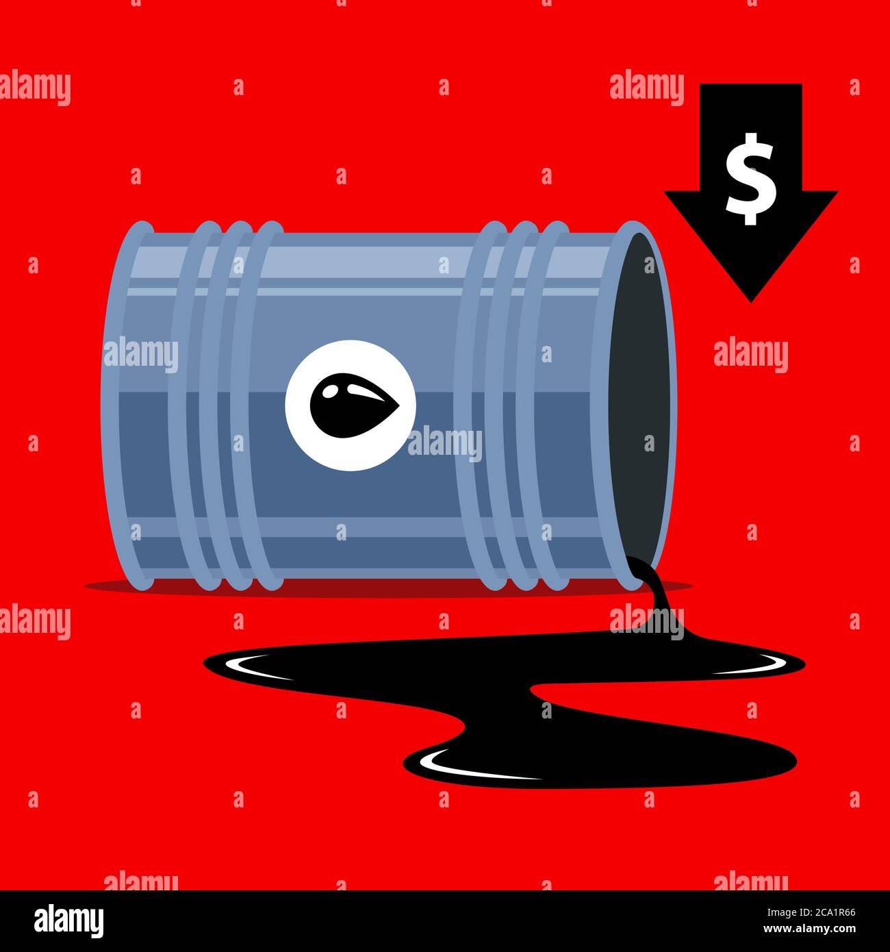falling oil prices. arrow down dollar. flat vector illustration. Stock Vector