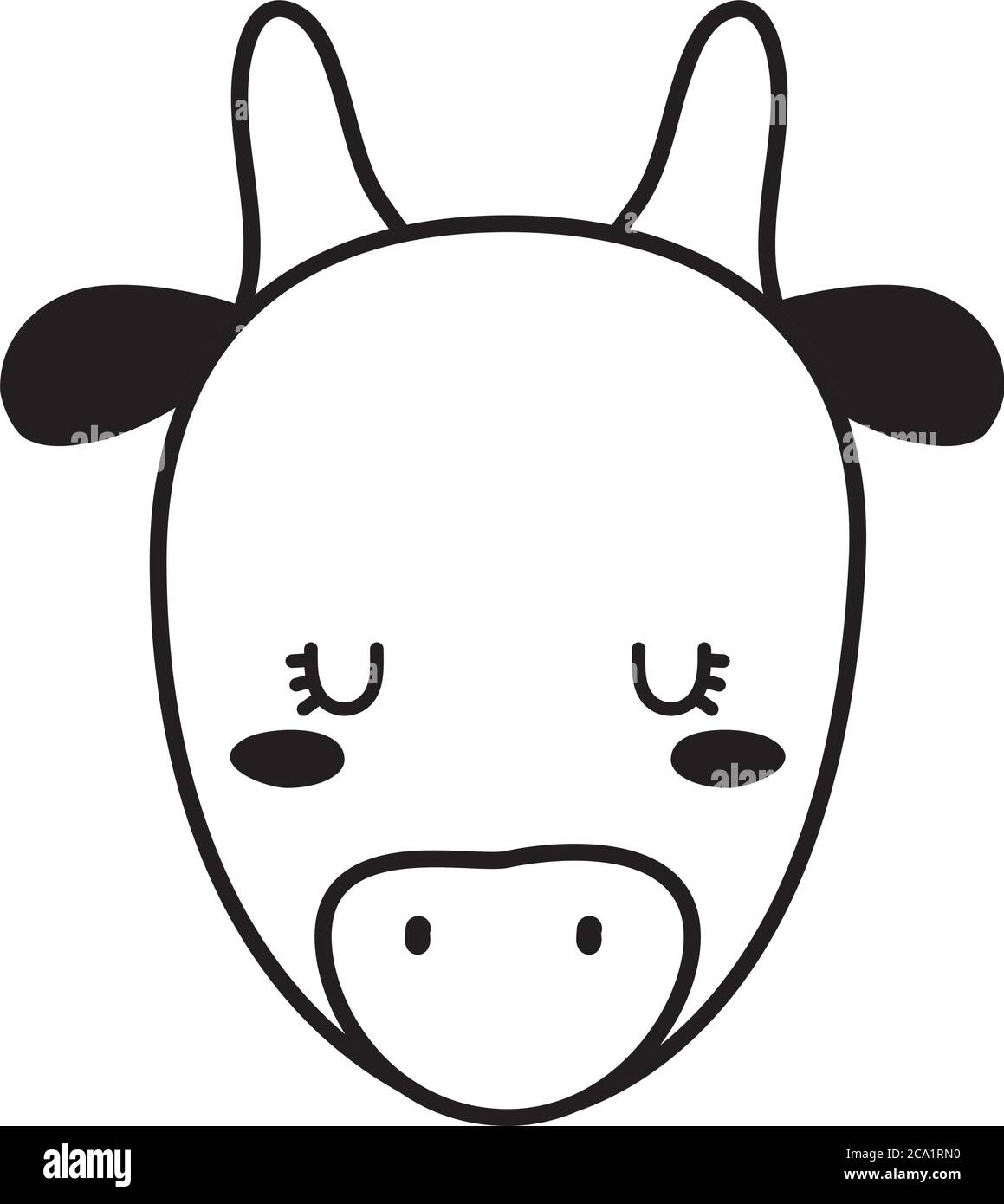 Cute giraffe face cartoon line style icon design, Animal zoo life