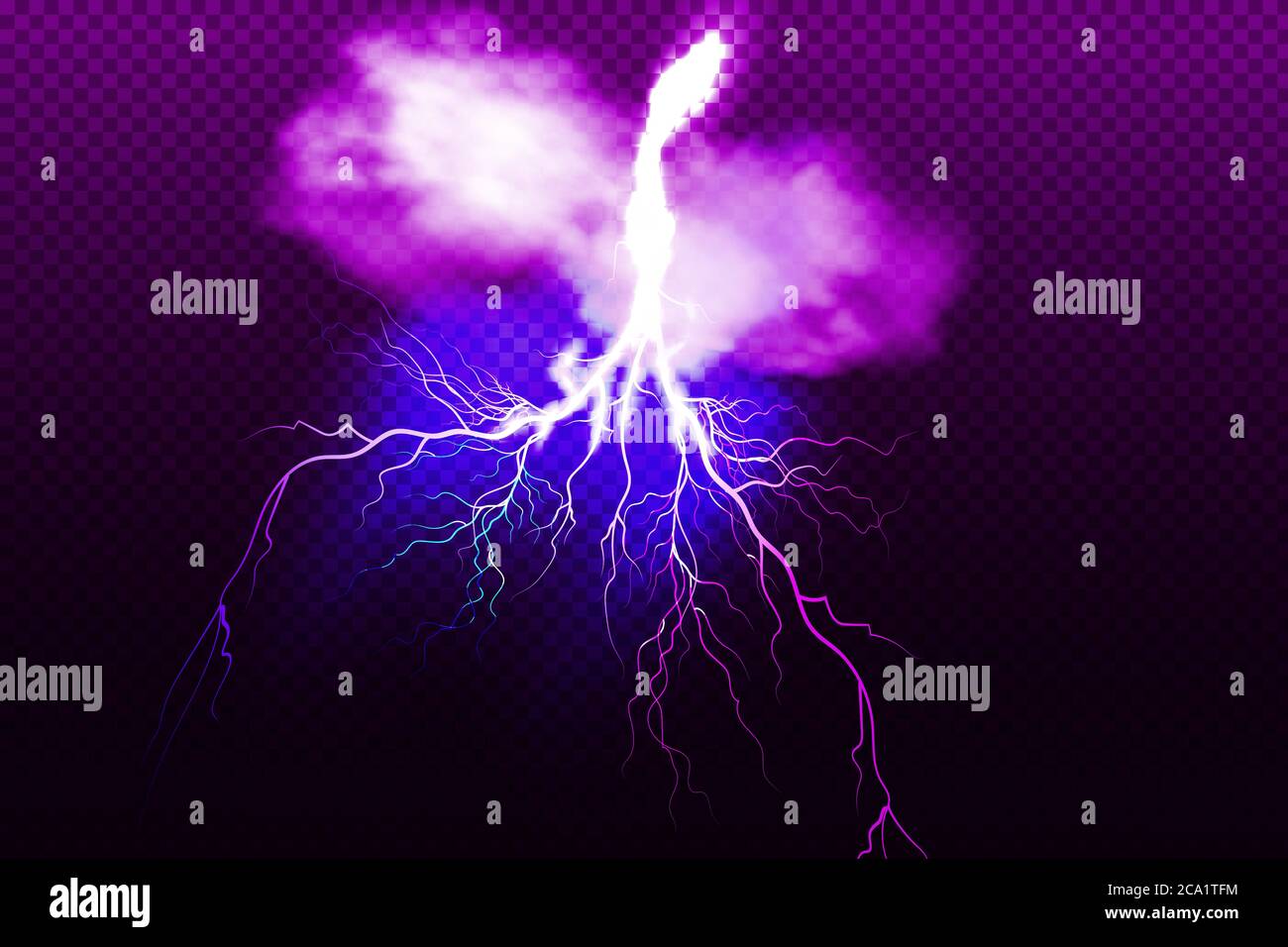 Vector Illustration Sparkling Lightning Dark Sky Background Stock ...