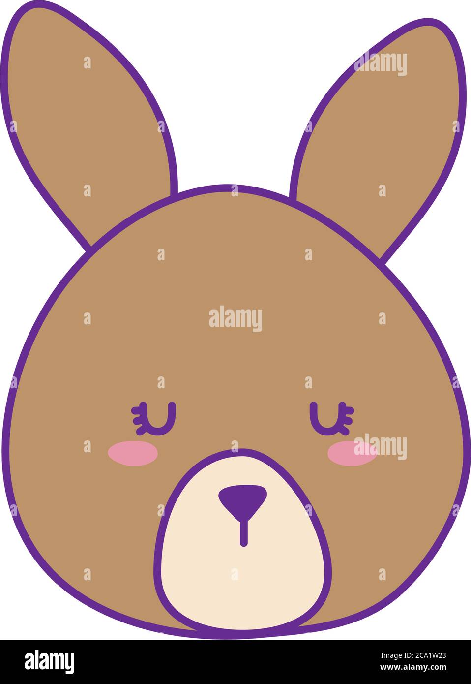 Cute rabbit face cartoon line and fill style icon design, Animal zoo ...