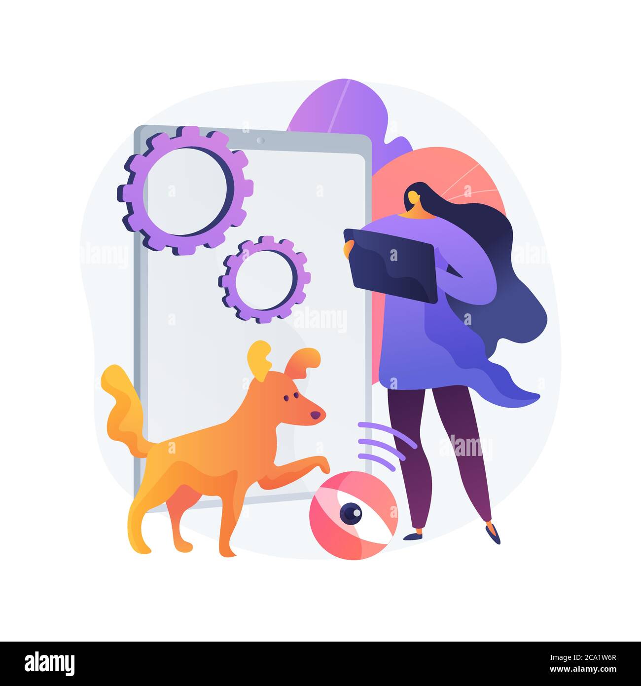 Robotic pet sitters abstract concept vector illustration Stock Vector