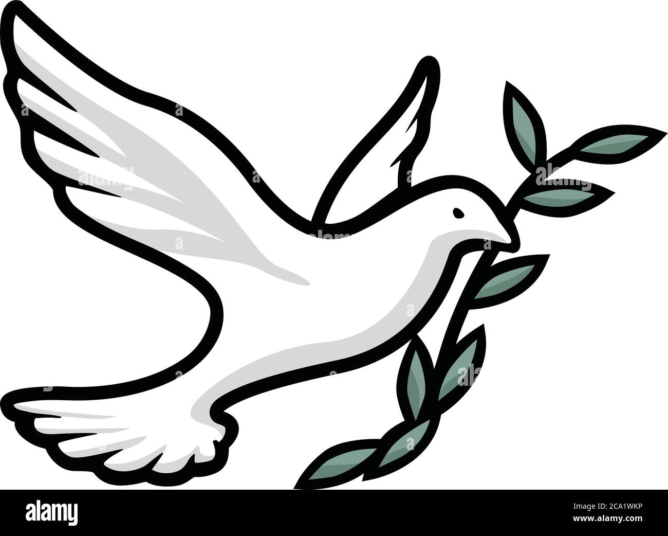 Dove with Olive Branch Isolated Vector Illustration Stock Vector