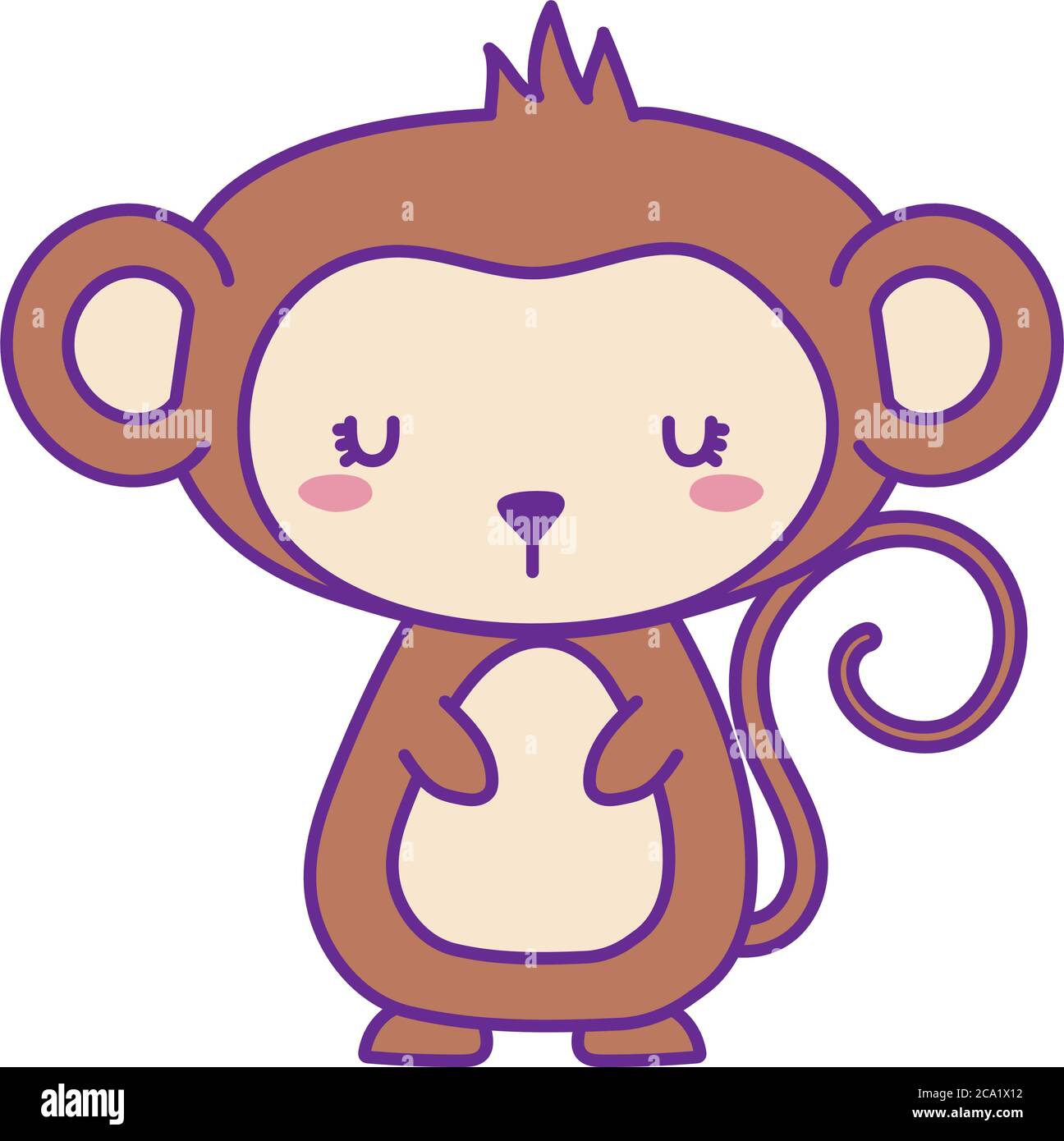 Cute monkey cartoon line and fill style icon design, Animal zoo life nature  and character theme Vector illustration Stock Vector Image & Art - Alamy