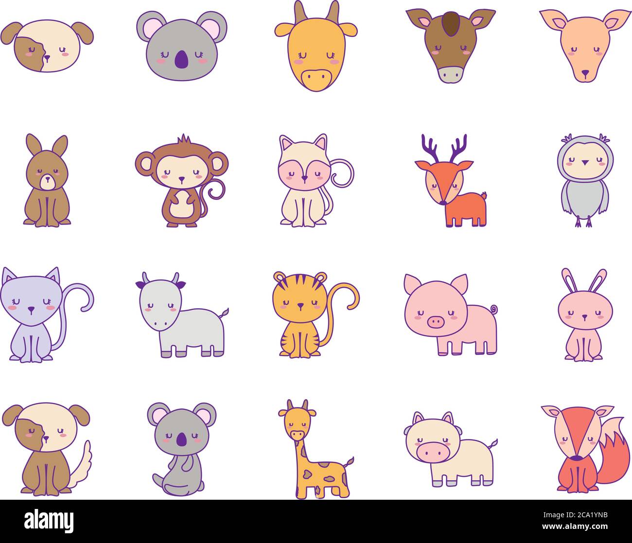 Cute cat cartoon line and fill style icon design, Kawaii animal zoo life  nature and character theme Vector illustration Stock Vector Image & Art -  Alamy