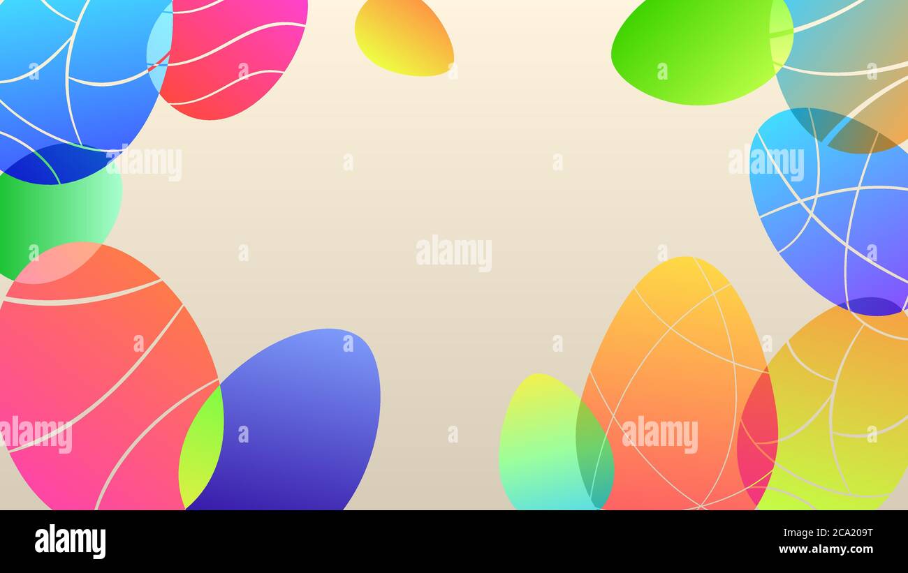 Background of multicolor Easter eggs on beige color Stock Vector