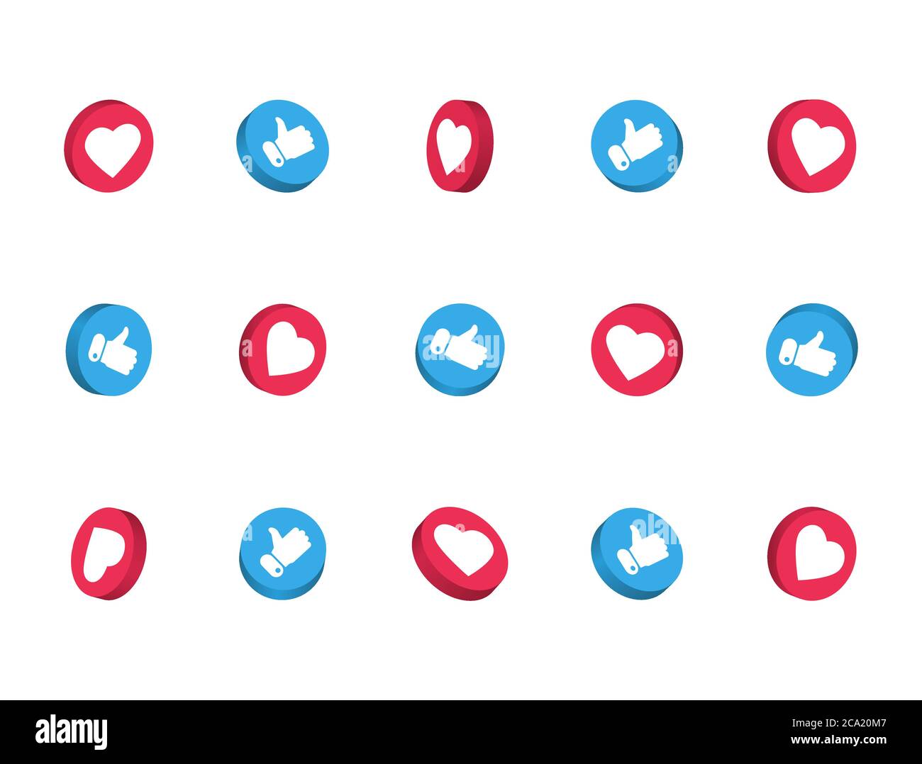 3d like and thumbs up icon set isolated on white background. Social network  symbol. Counter notification. Social media elements. Emoji reactions. Vect  Stock Vector Image & Art - Alamy