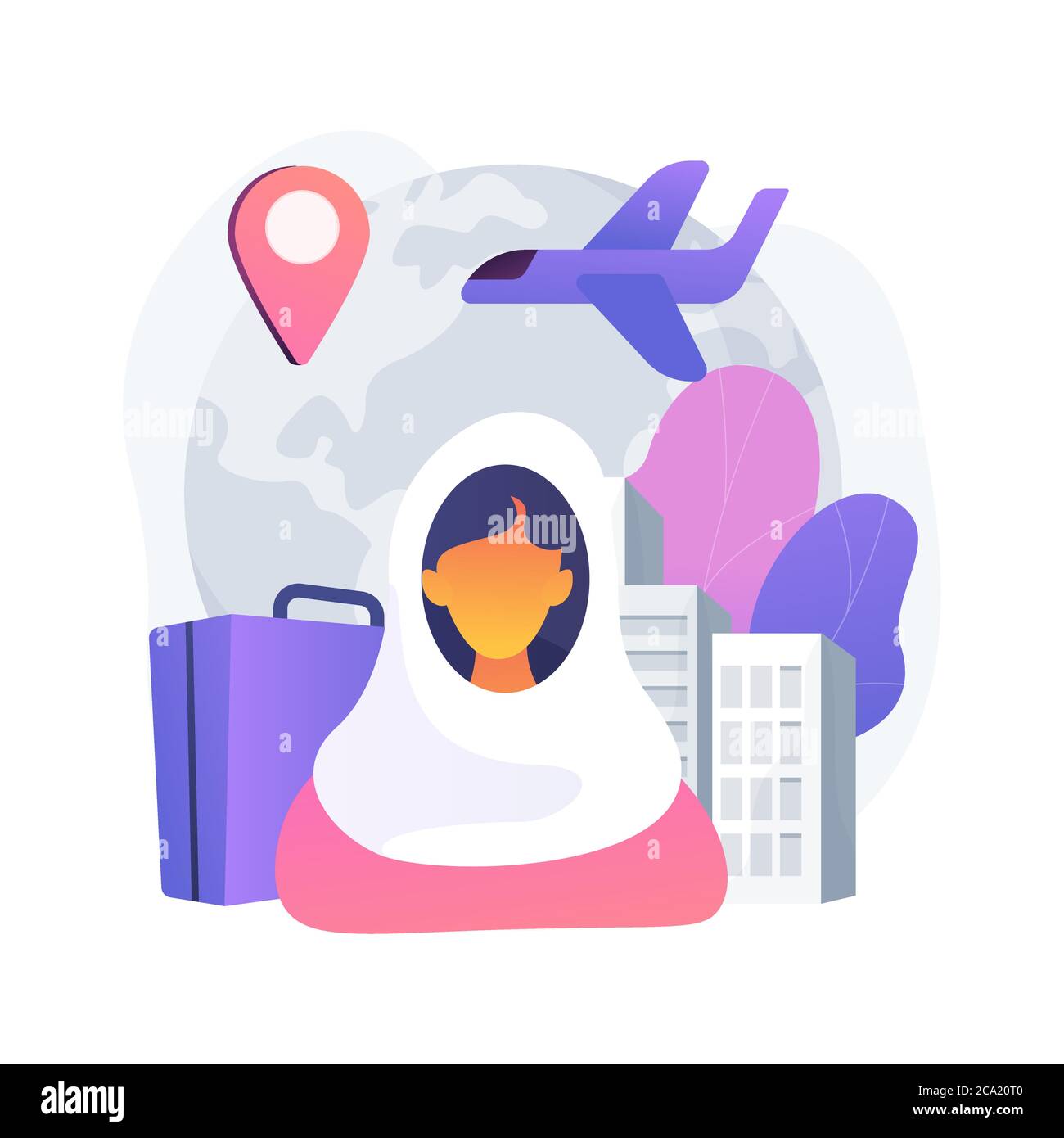 Female migrant abstract concept vector illustration. Stock Vector