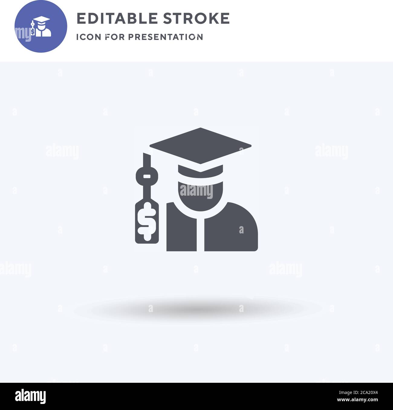 Student icon vector, filled flat sign, solid pictogram isolated on ...
