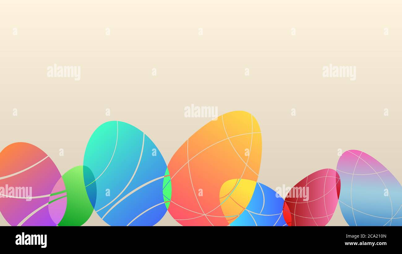 Background of multicolor Easter eggs on beige color Stock Vector