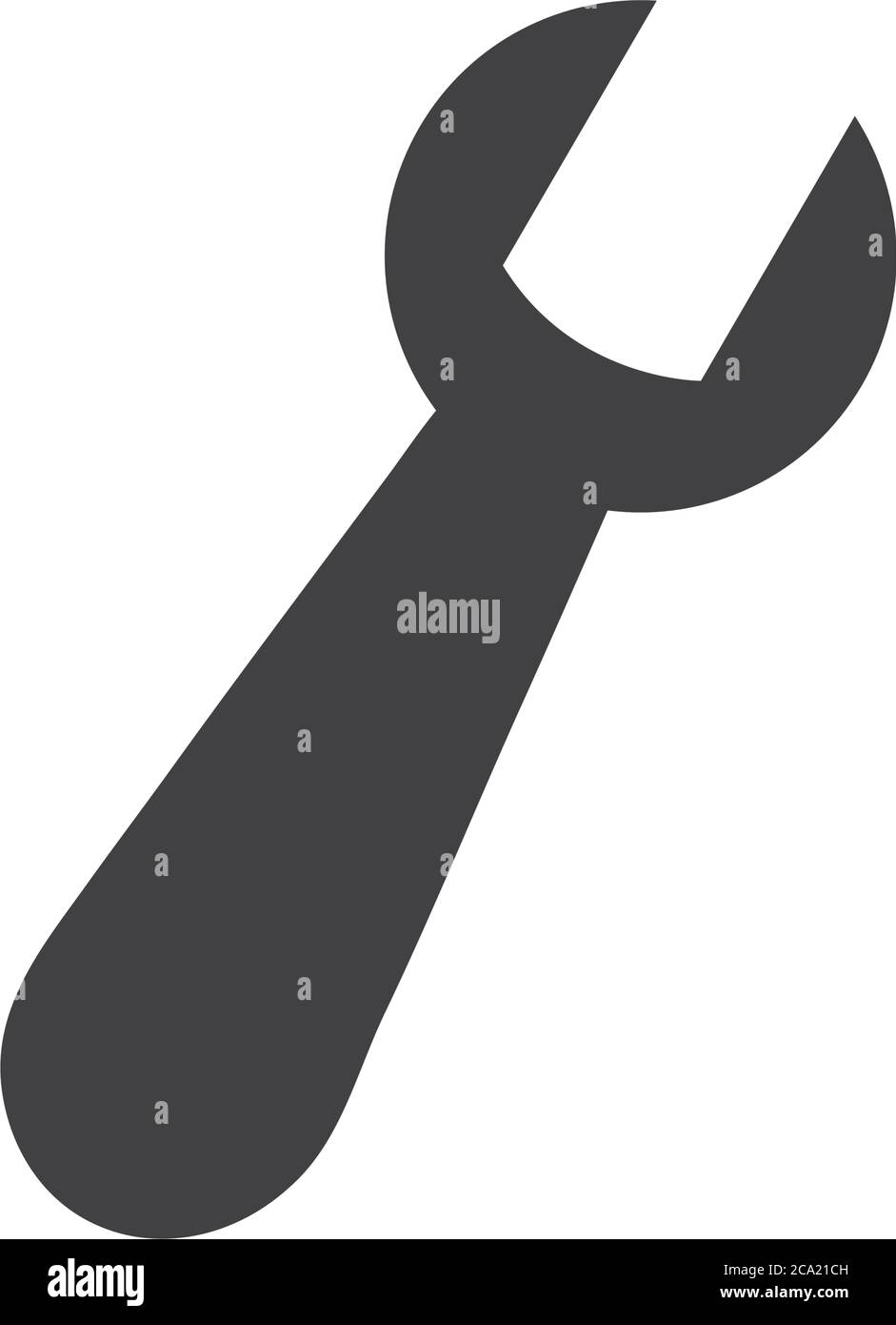 wrench tool icon over white background, silhouette style, vector ...
