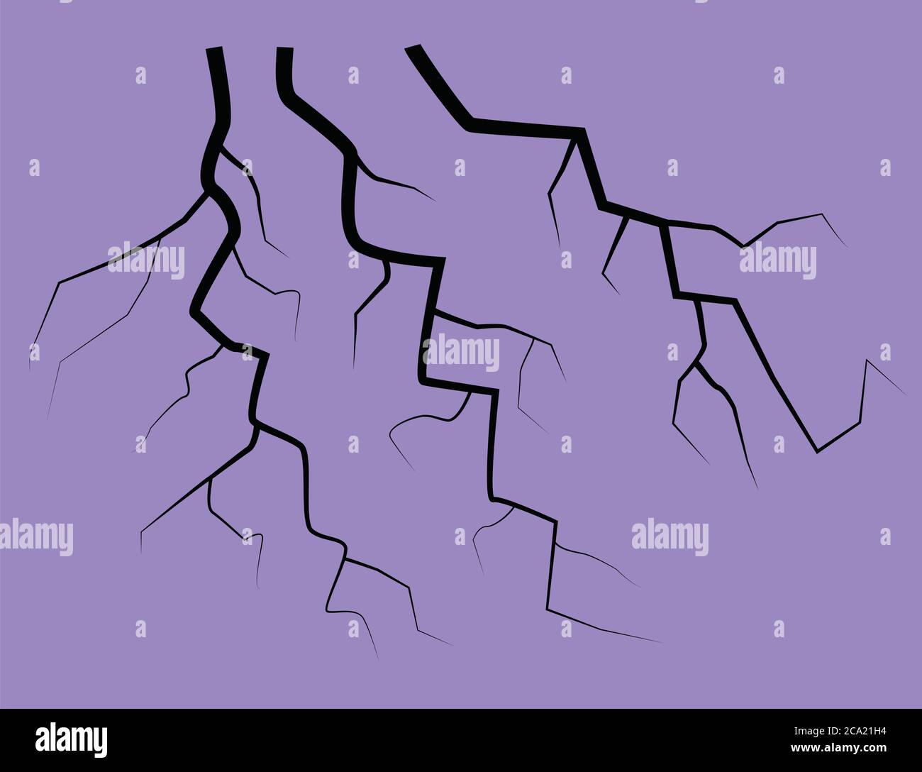 Silhouette Of A Thunder Lightning On A Lilac Background Stock Vector