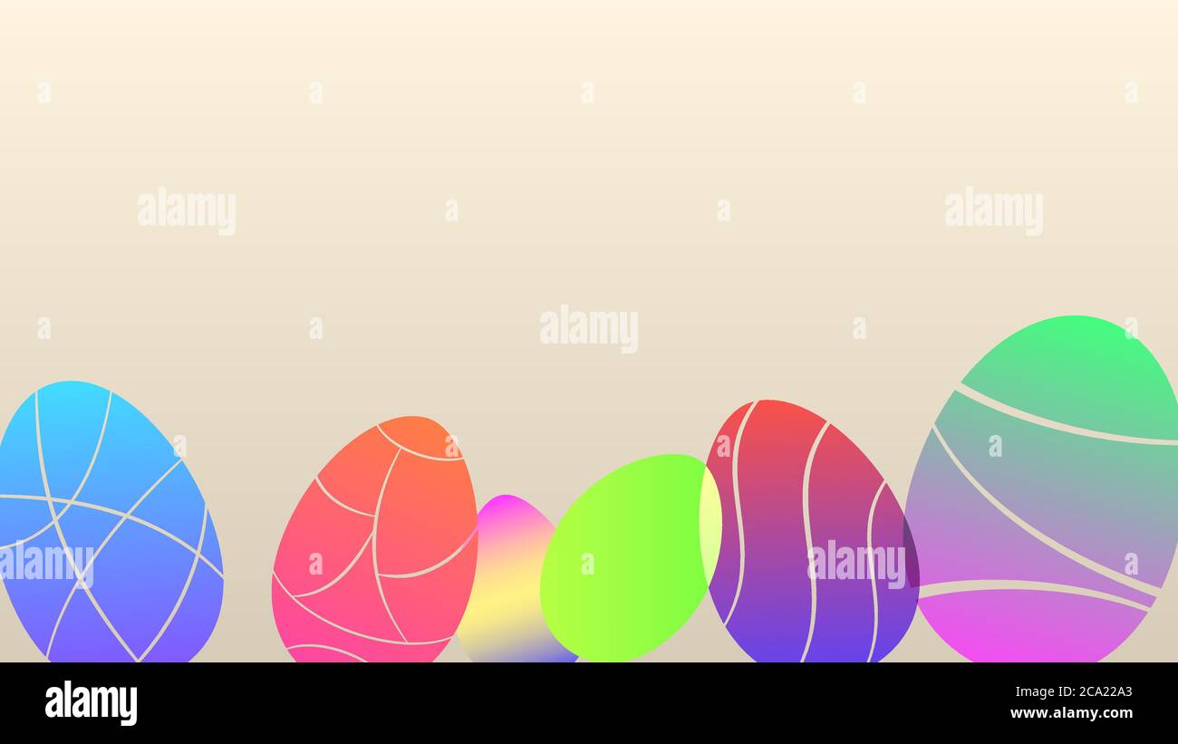 Background of multicolor Easter eggs on beige color Stock Vector