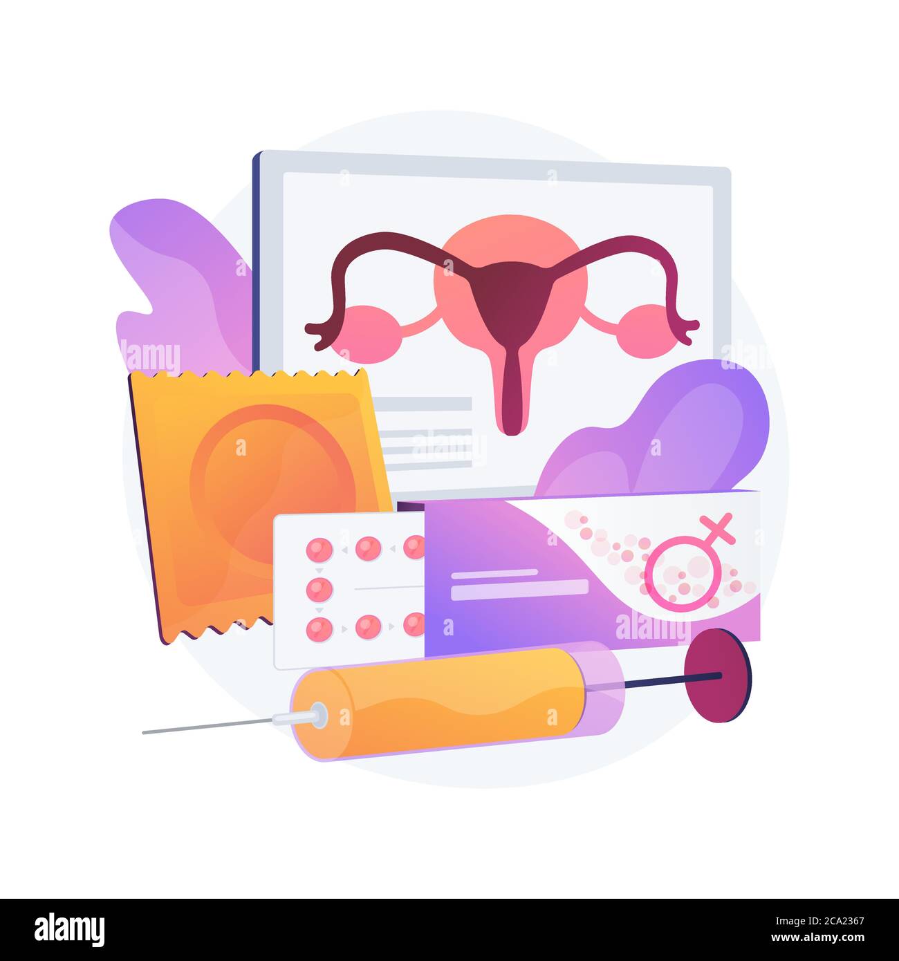Female contraceptives abstract concept vector illustration. Stock Vector