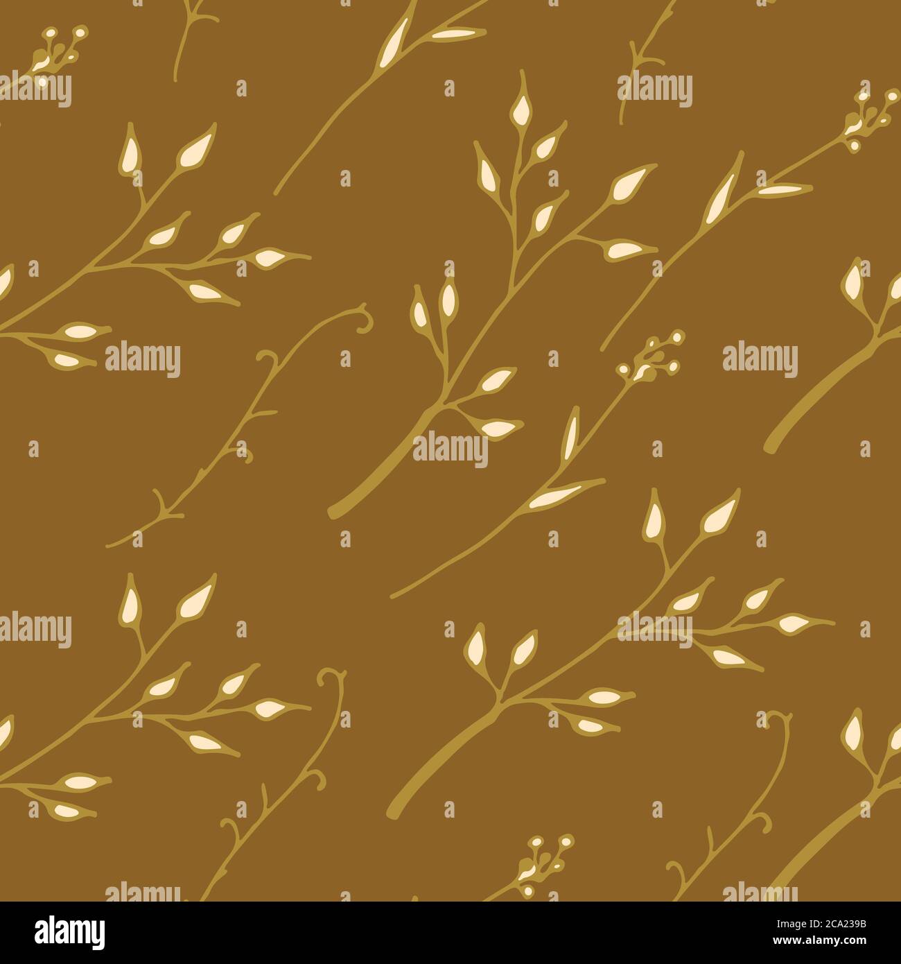Hand Drawn Seamless Background With Floral Ornaments Stock Vector Image ...