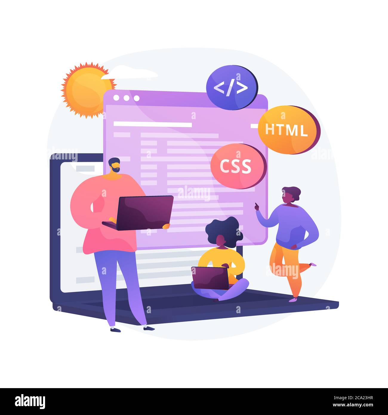 Computer programming camp abstract concept vector illustration Stock ...