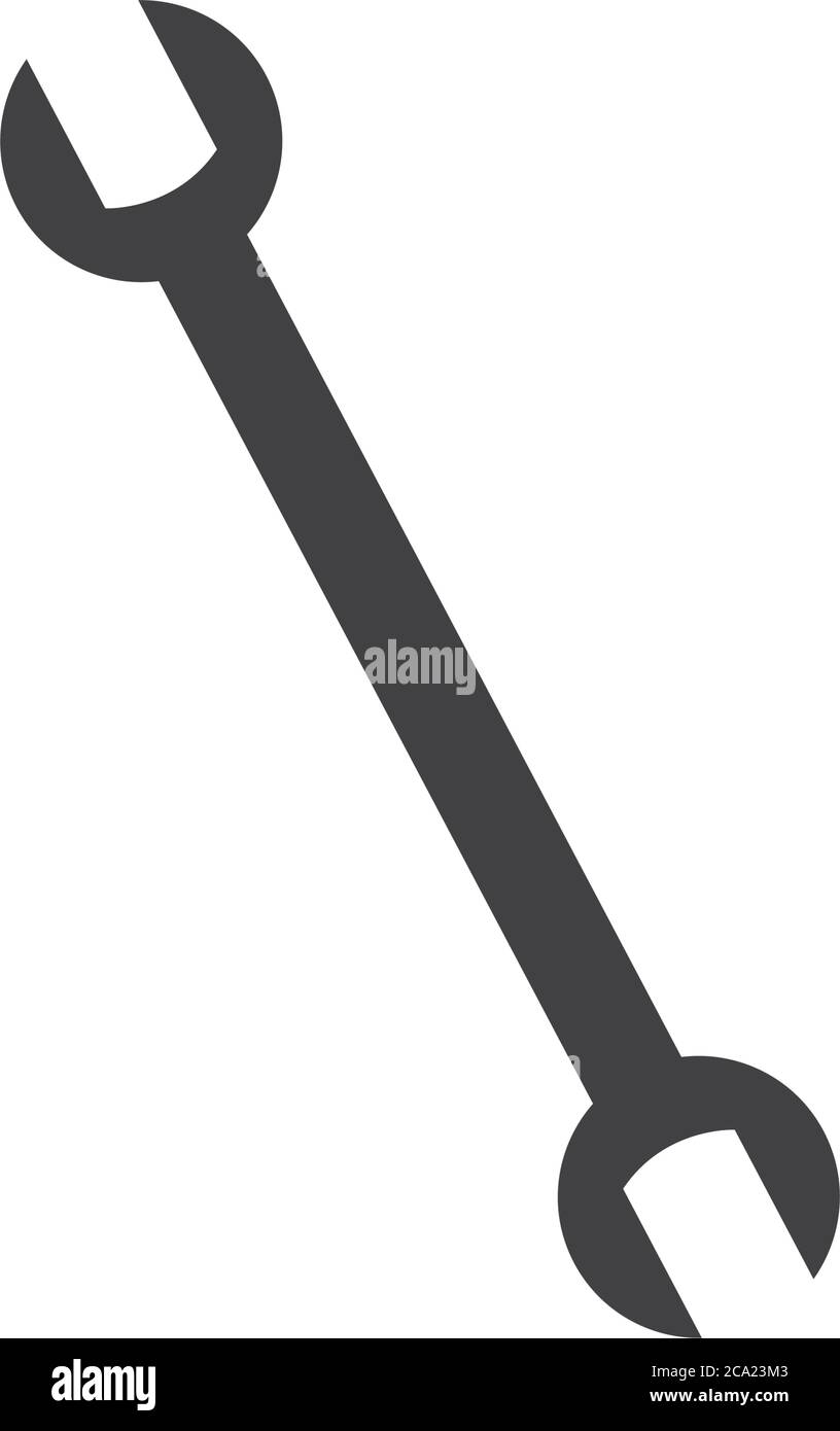 wrench tool icon over white background, silhouette style, vector ...