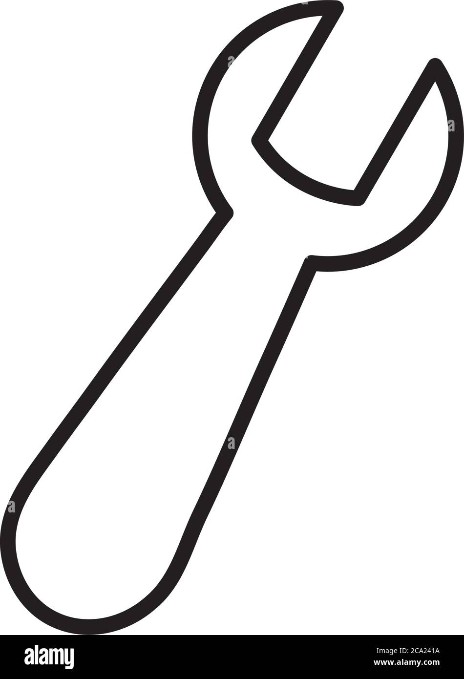 wrench tool icon over white background, line style, vector illustration ...