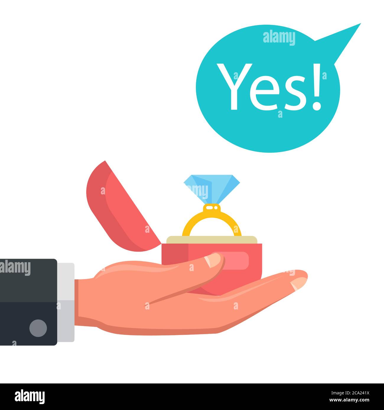 proposal to get married. the girl answered yes. flat vector illustration Stock Vector Image